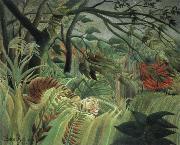 Henri Rousseau tiger in a tropical storm USA oil painting artist
